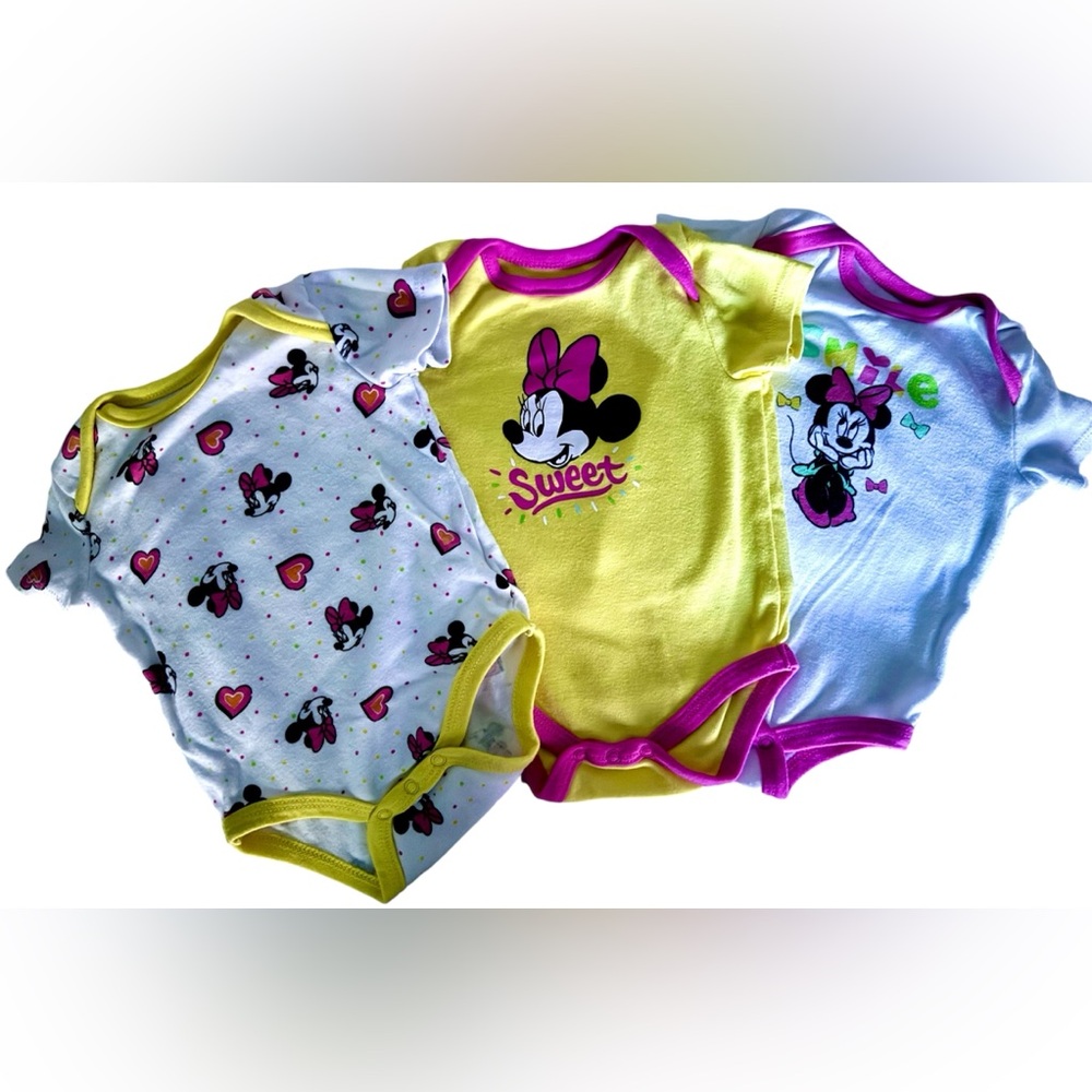 5 listings for $10 🧡 Disney baby Minnie Mouse trio of onesies